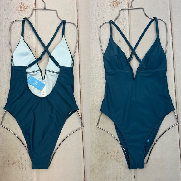 Swimsuit One Piece Bathing Suit Deep V Neck Crisscross Back Adjustable Strap - Picture 15 of 17
